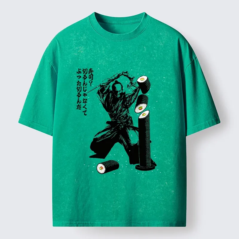 Tokyo-Tiger Samurai Sushi Slice Washed T-Shirt