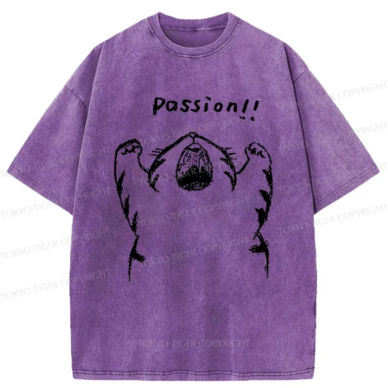 Tokyo-Tiger Passion Funny Cat Washed T-Shirt