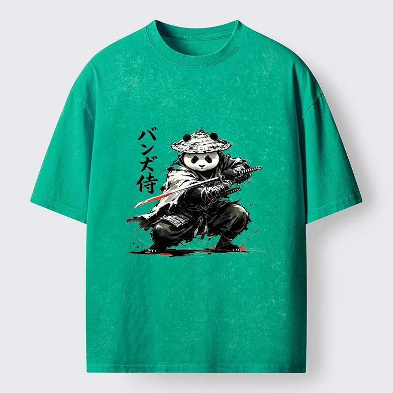 Tokyo-Tiger Panda Samurai Warrior Washed T-Shirt