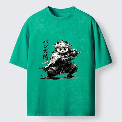 Tokyo-Tiger Panda Samurai Warrior Washed T-Shirt