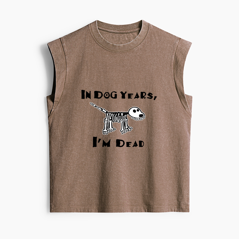 Tokyo-Tiger Funny Meme Old Dog Dead In Dog Years Vibe Women's Washed Tank Tops