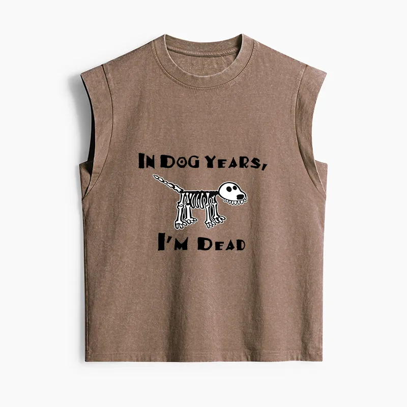 Tokyo-Tiger Funny Meme Old Dog Dead In Dog Years Vibe Women's Washed Tank Tops Sale