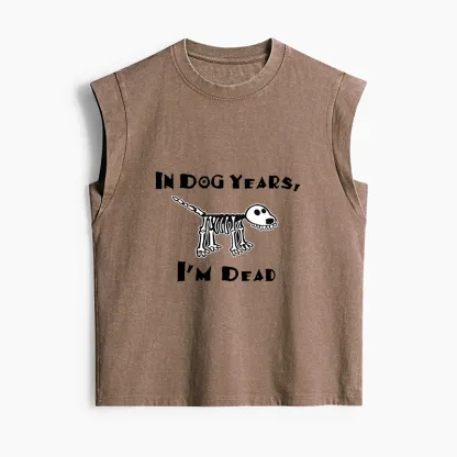Tokyo-Tiger Funny Meme Old Dog Dead In Dog Years Vibe Women's Washed Tank Tops