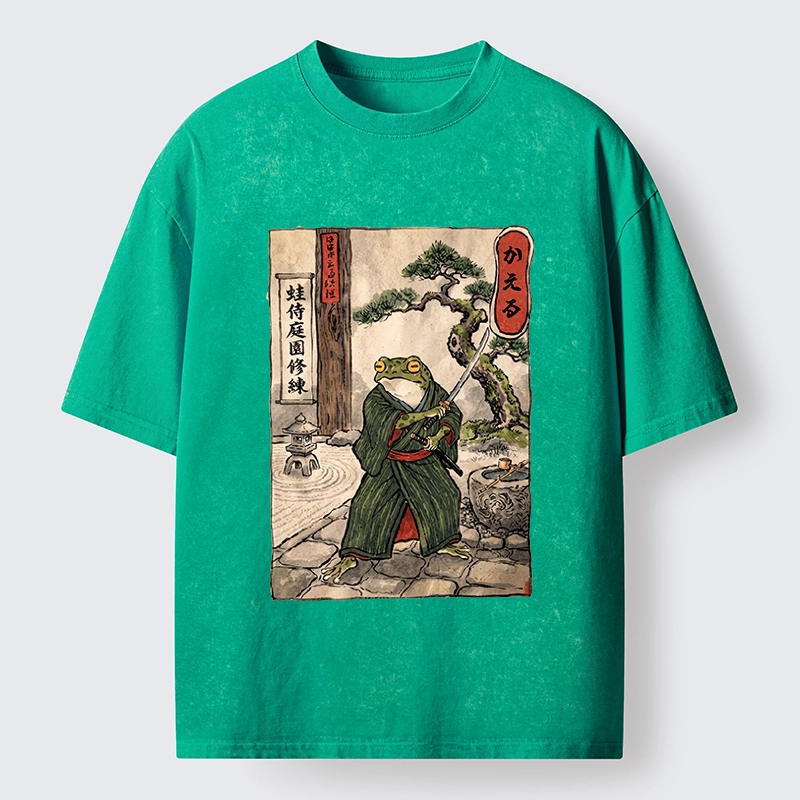 Tokyo-Tiger Samurai Frog Training Washed T-Shirt