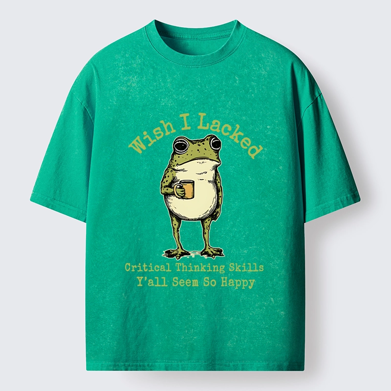 Tokyo-Tiger Critical Thinking Frog Meme Washed T-Shirt
