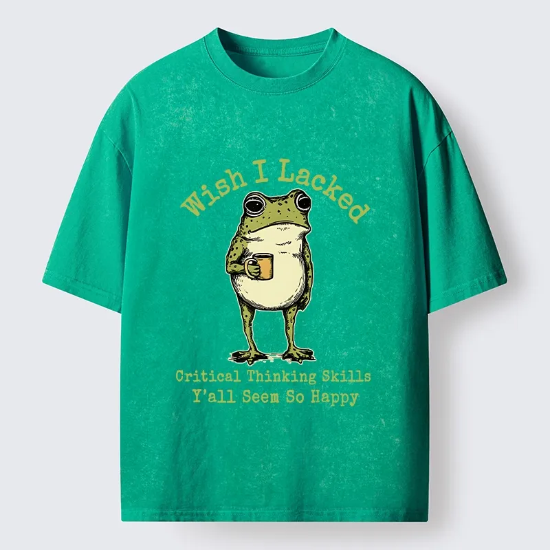 Tokyo-Tiger Critical Thinking Frog Meme Washed T-Shirt