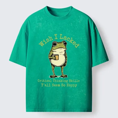 Tokyo-Tiger Critical Thinking Frog Meme Washed T-Shirt