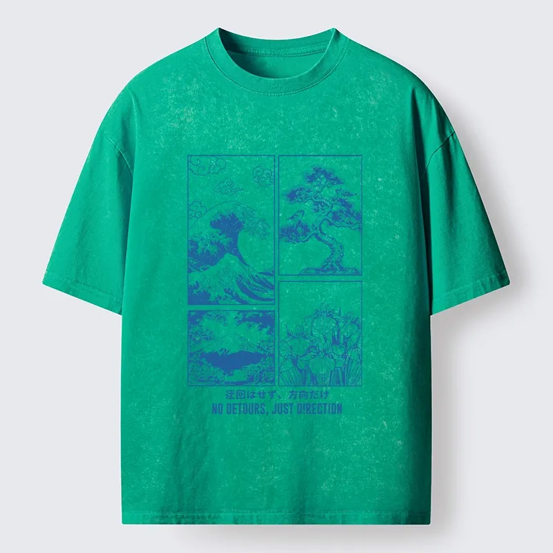 Tokyo-Tiger Japanese Wave Four Panel Washed T-Shirt