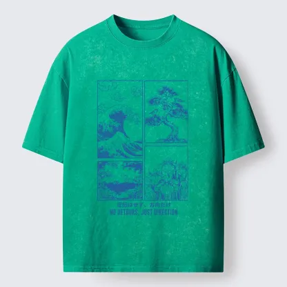 Tokyo-Tiger Japanese Wave Four Panel Washed T-Shirt
