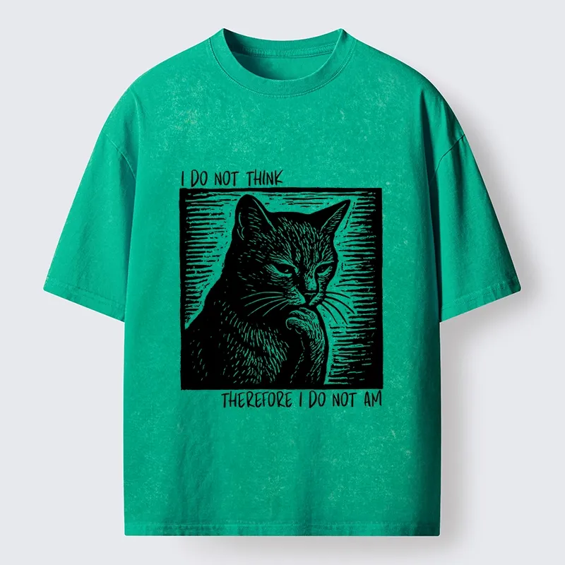 Tokyo-Tiger Philosophical Black Cat Meme Washed T-Shirt