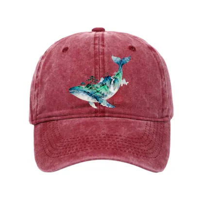 Tokyo-Tiger Whale Ink Painting Landscape Washed Cap