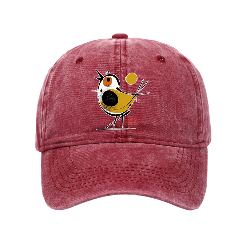 Tokyo-Tiger Aesthetic Yellow And Black Bird Washed Cap