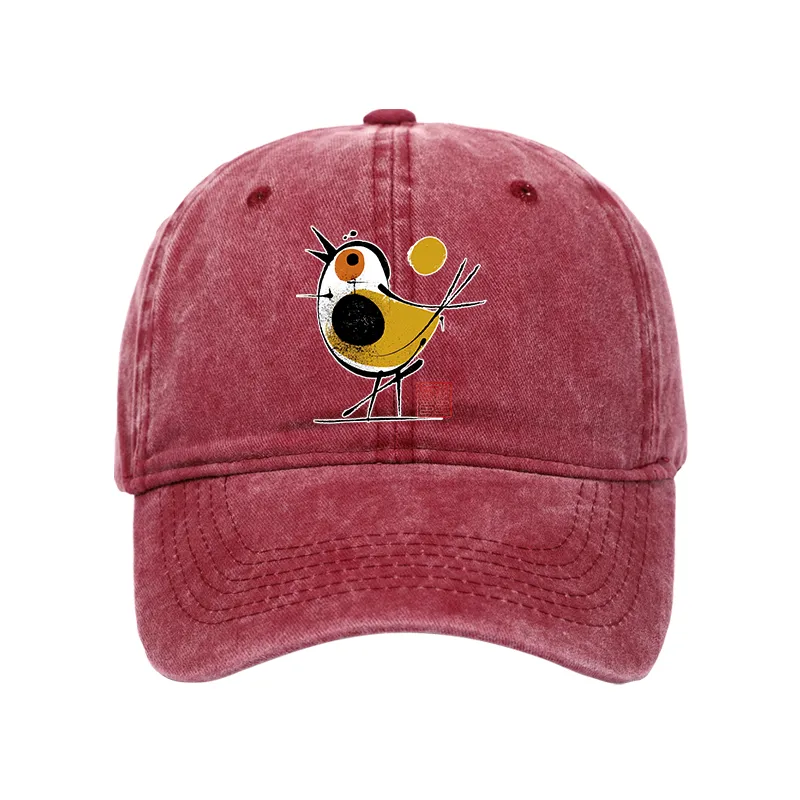 Tokyo-Tiger Aesthetic Yellow And Black Bird Washed Cap