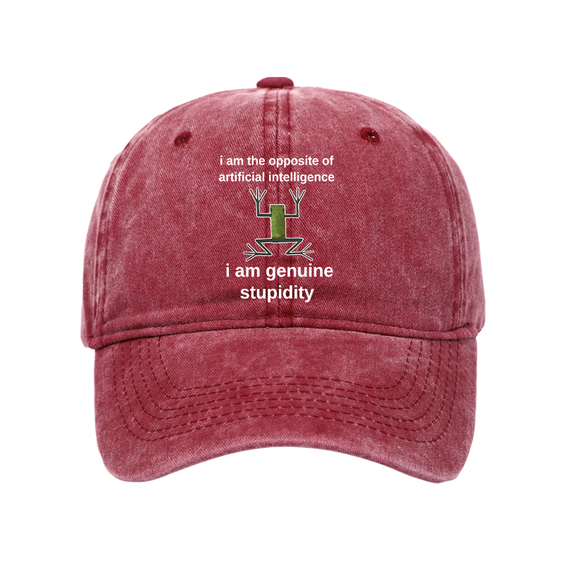 Tokyo-Tiger Genuine Stupidity Frog Meme Washed Cap