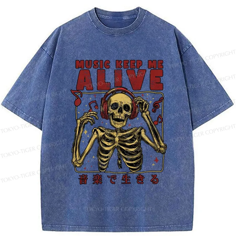 Tokyo-Tiger Music Keep Me Alive Washed T-Shirt