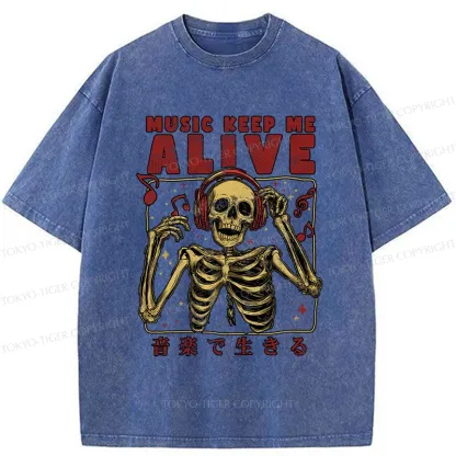 Tokyo-Tiger Music Keep Me Alive Washed T-Shirt