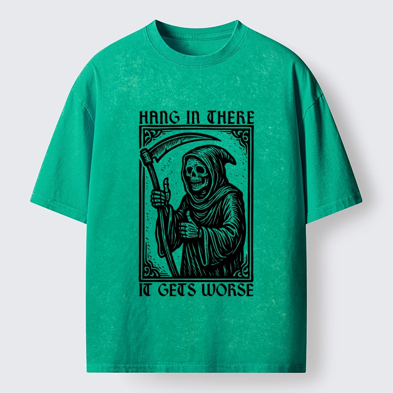 Tokyo-Tiger Hang In There Skeleton Washed T-Shirt