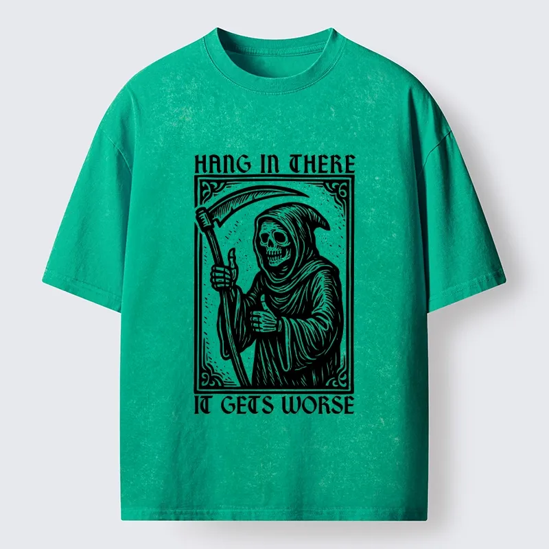 Tokyo-Tiger Hang In There Skeleton Washed T-Shirt