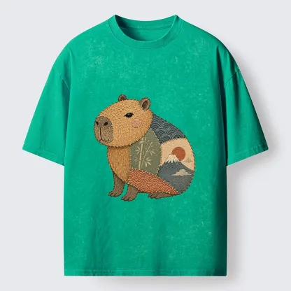 Tokyo-Tiger Patchwork Capybara Washed T-Shirt