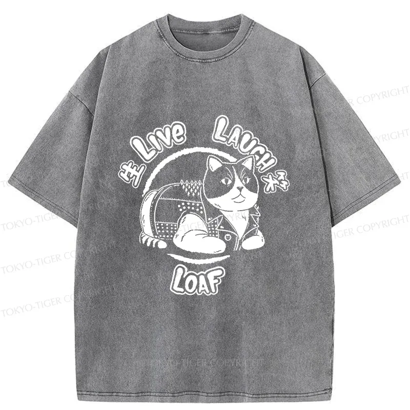 Tokyo-Tiger Live, Laugh, Cat Washed T-Shirt