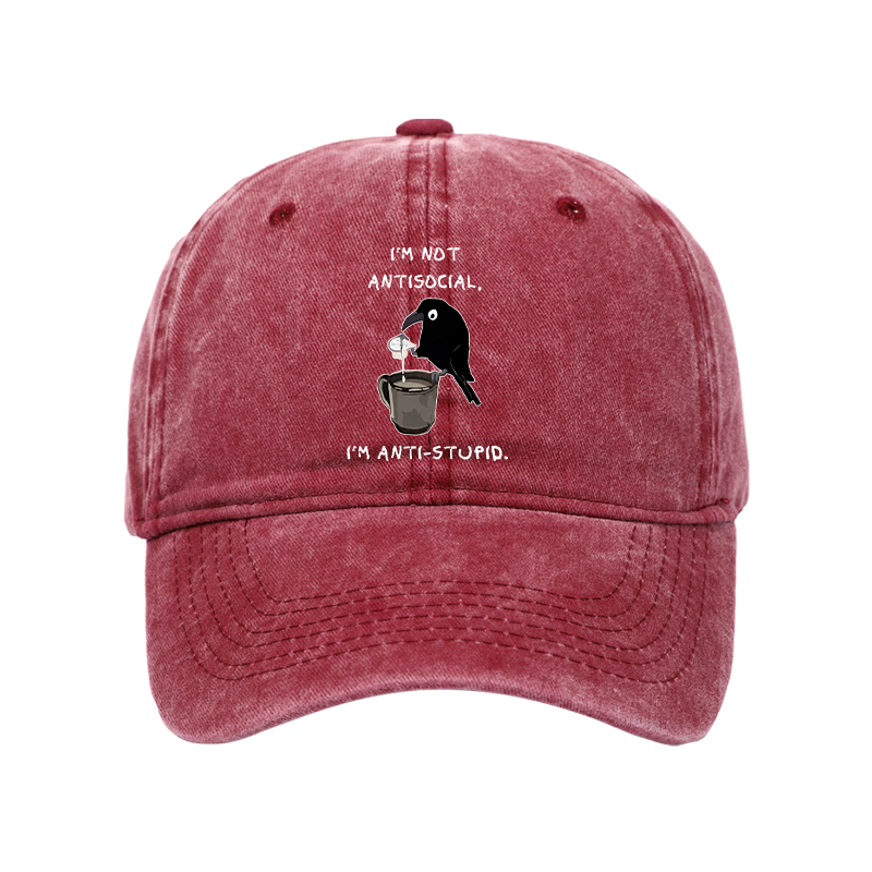 Tokyo-Tiger Cool Crow Sips Calm Coffee Alone Washed Cap