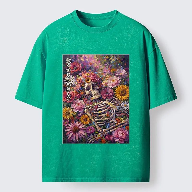 Tokyo-Tiger Bloom And Bones Washed T-Shirt