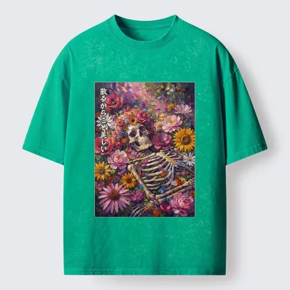 Tokyo-Tiger Bloom And Bones Washed T-Shirt