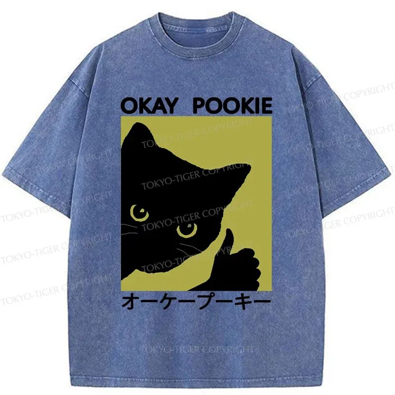 Tokyo-Tiger Okay Pookie Cat Washed T-Shirt