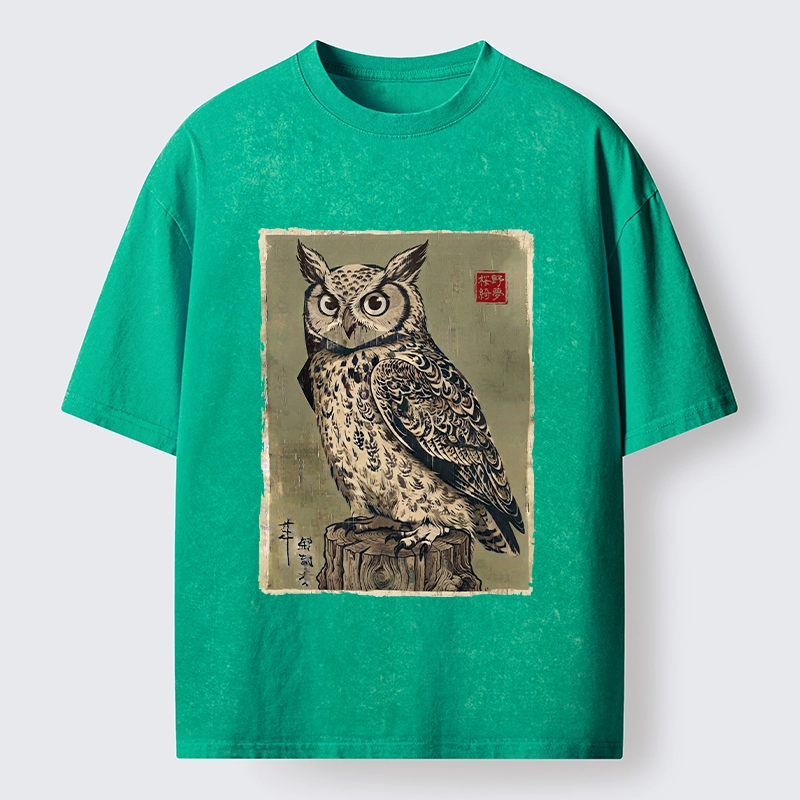 Tokyo-Tiger Wise Forest Owl Washed T-Shirt