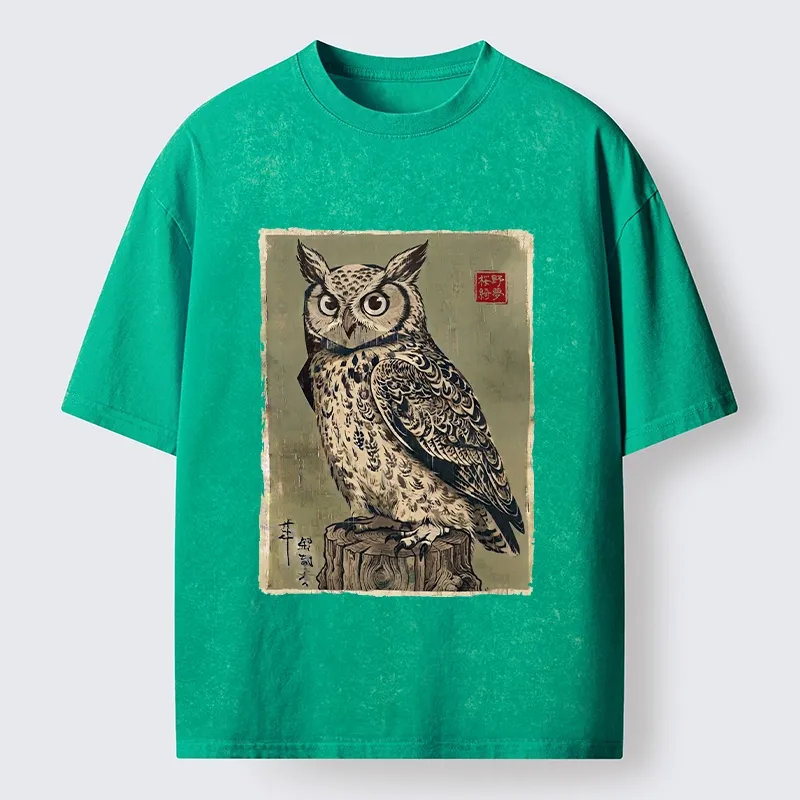 Tokyo-Tiger Wise Forest Owl Washed T-Shirt