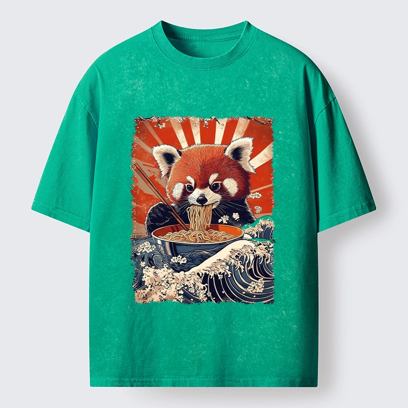 Tokyo-Tiger Red Panda Noodle Fun Washed T-Shirt