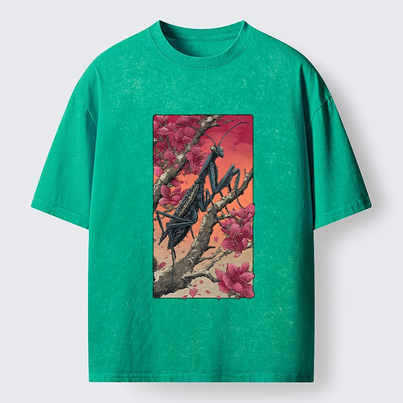 Tokyo-Tiger Wild Blossom Mantis Washed T-Shirt