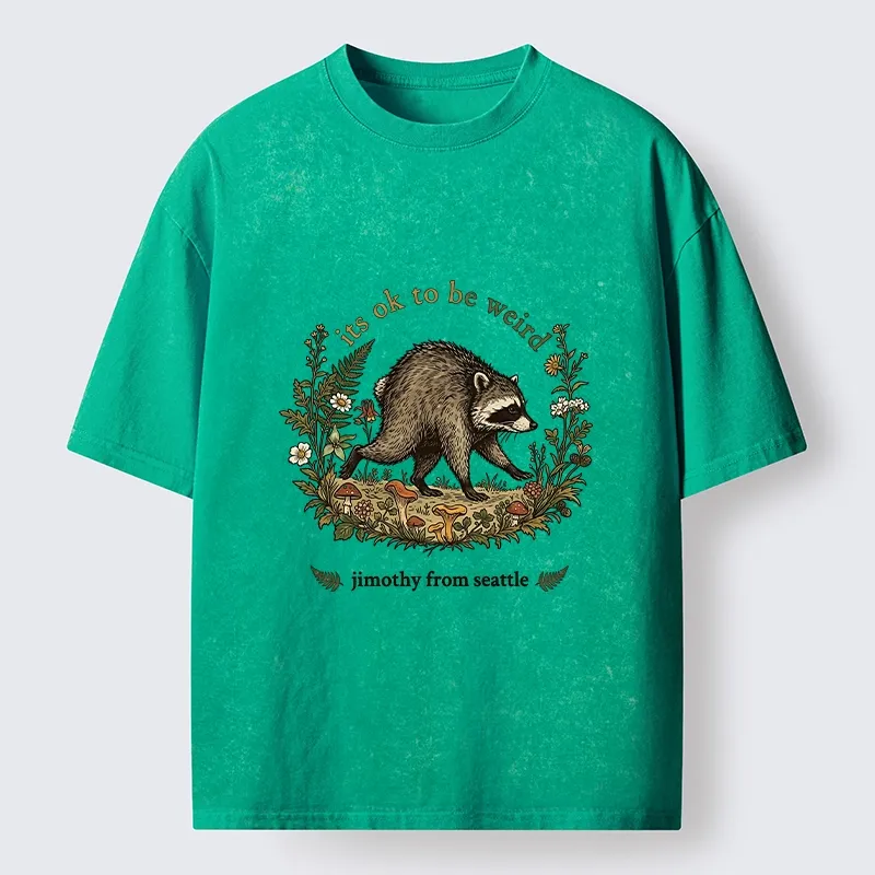 Tokyo-Tiger Funny Jimothy Raccoon Washed T-Shirt