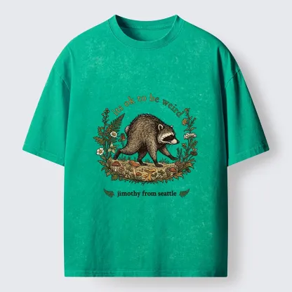 Tokyo-Tiger Funny Jimothy Raccoon Washed T-Shirt