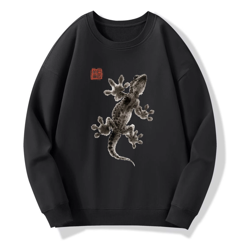 Tokyo-Tiger Minimal Asian Ink Brush Gecko Vibe Classic Sweatshirt