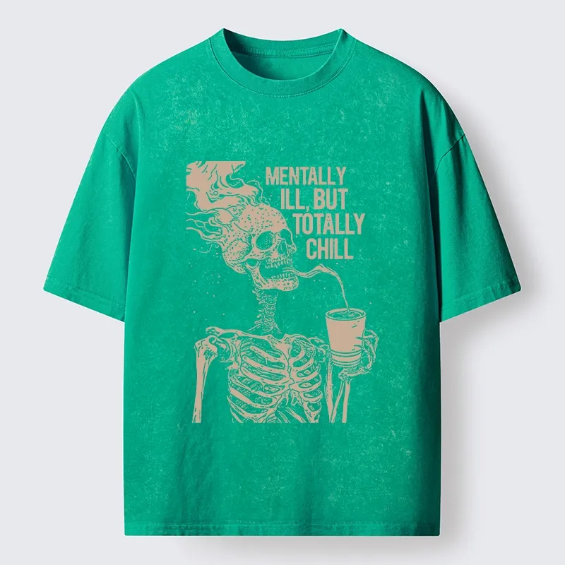Tokyo‑Tiger Funny Skeleton Chill Washed T‑Shirt