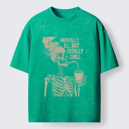 Tokyo‑Tiger Funny Skeleton Chill Washed T‑Shirt