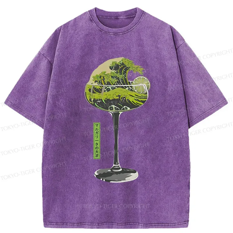Tokyo-Tiger Wave Of Wine Washed T-Shirt