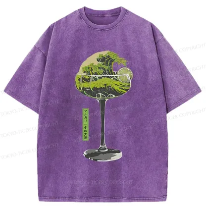 Tokyo-Tiger Wave Of Wine Washed T-Shirt