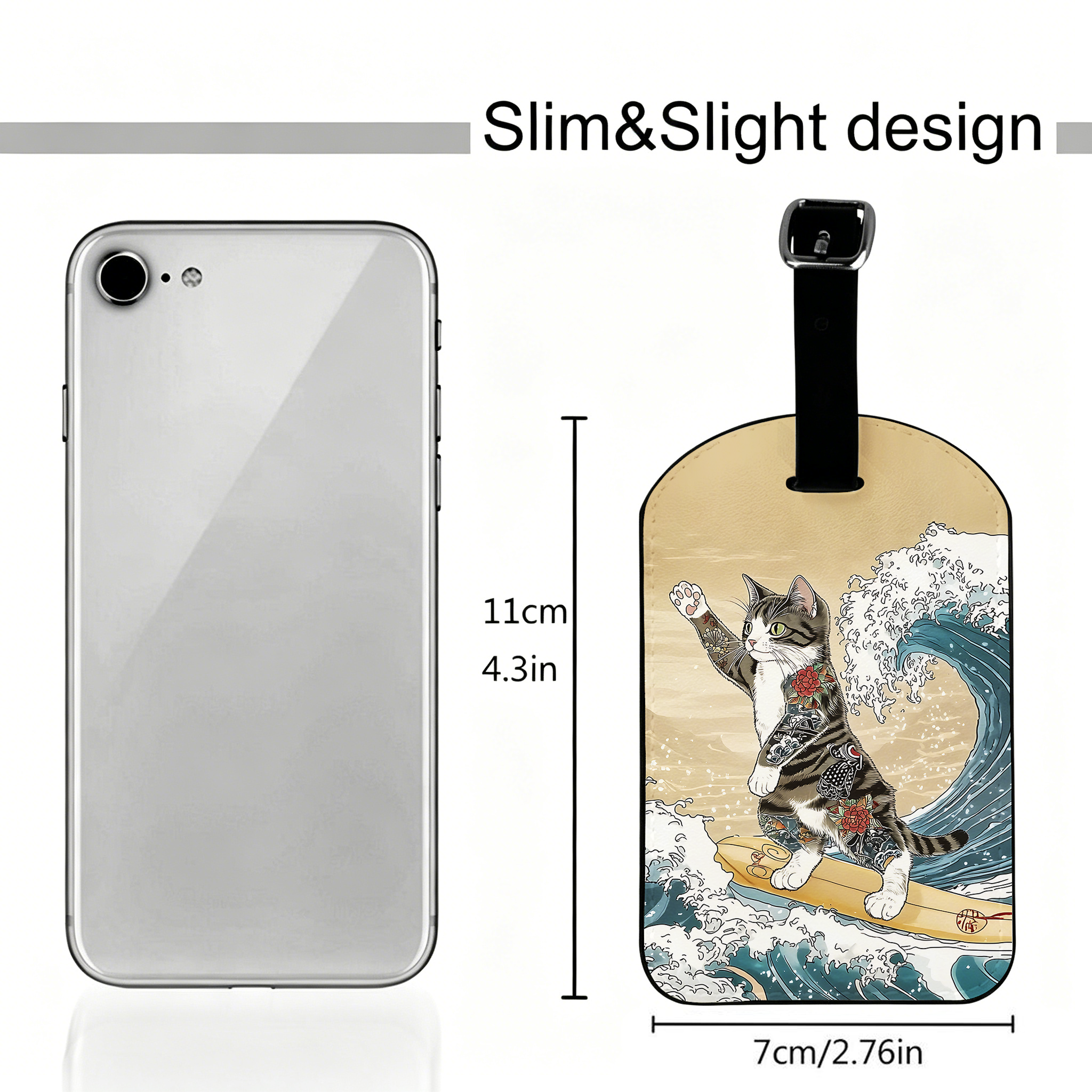 Tokyo-Tiger Cat Surfing Luggage Tag