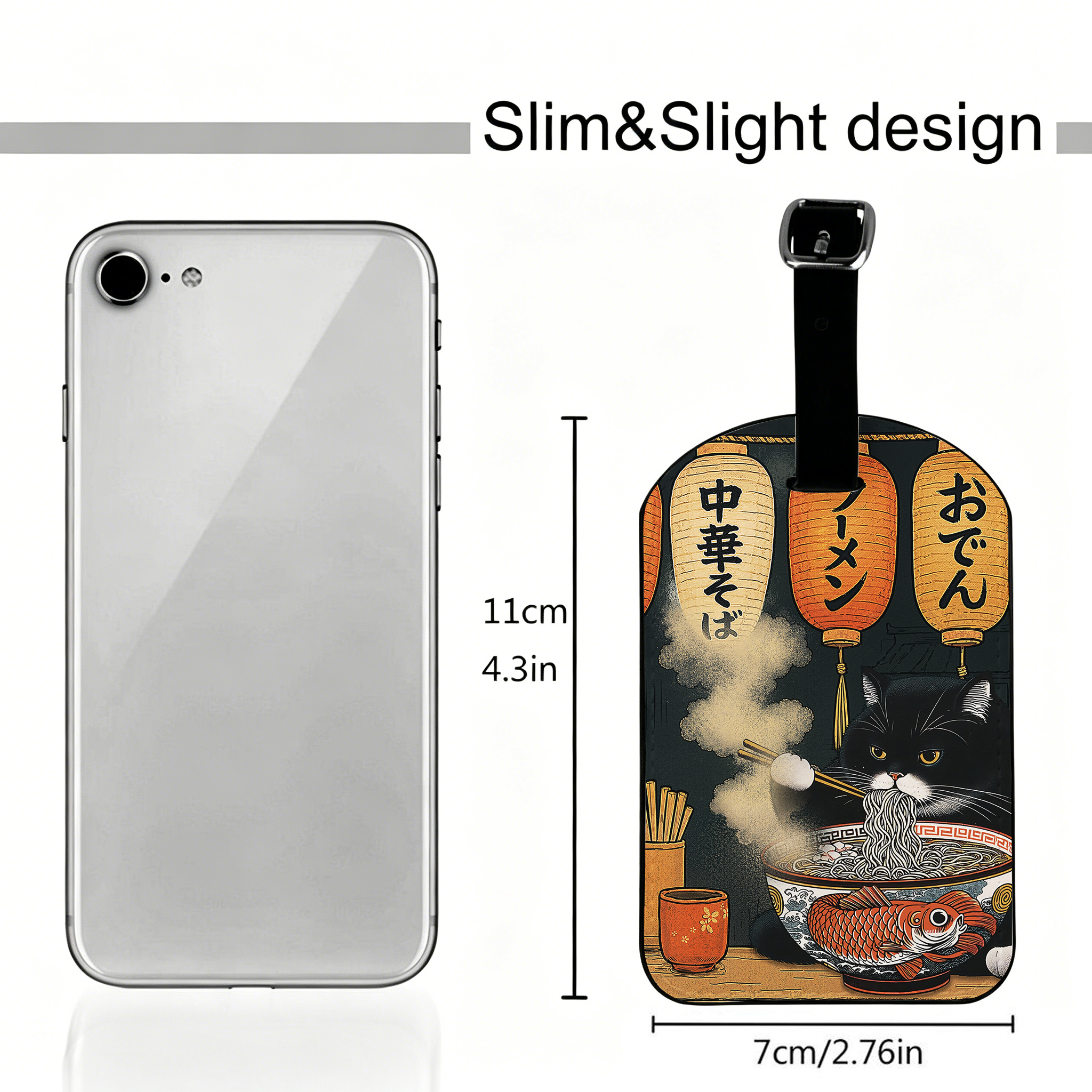 Tokyo-Tiger Fat Cat Eating Ramen Luggage Tag