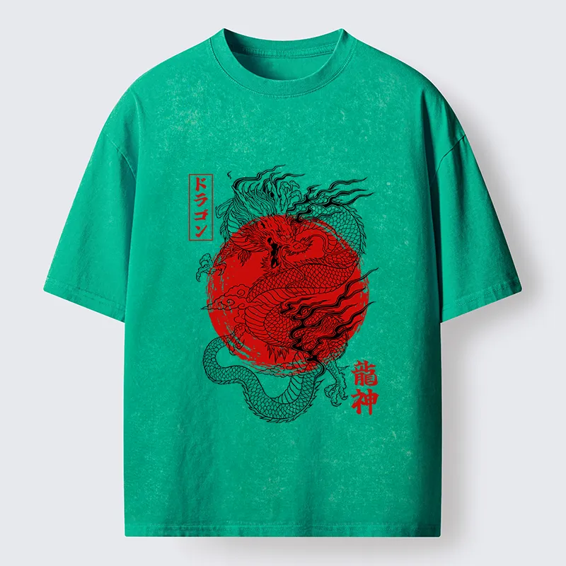Tokyo‑Tiger Dragon God Washed T-Shirt