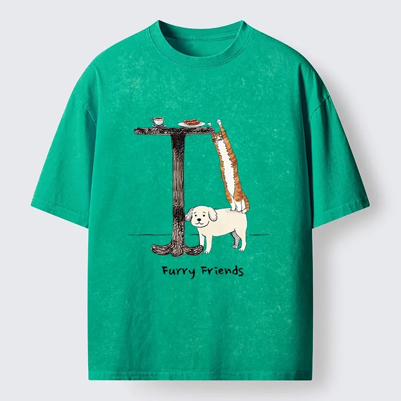 Tokyo-Tiger Dog Cat Snack Mission Art Washed T-Shirt