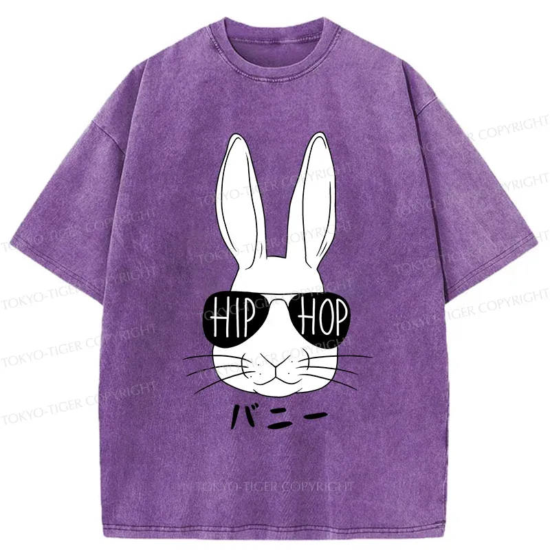 Tokyo-Tiger Hiphop Easter Bunny Washed T-Shirt