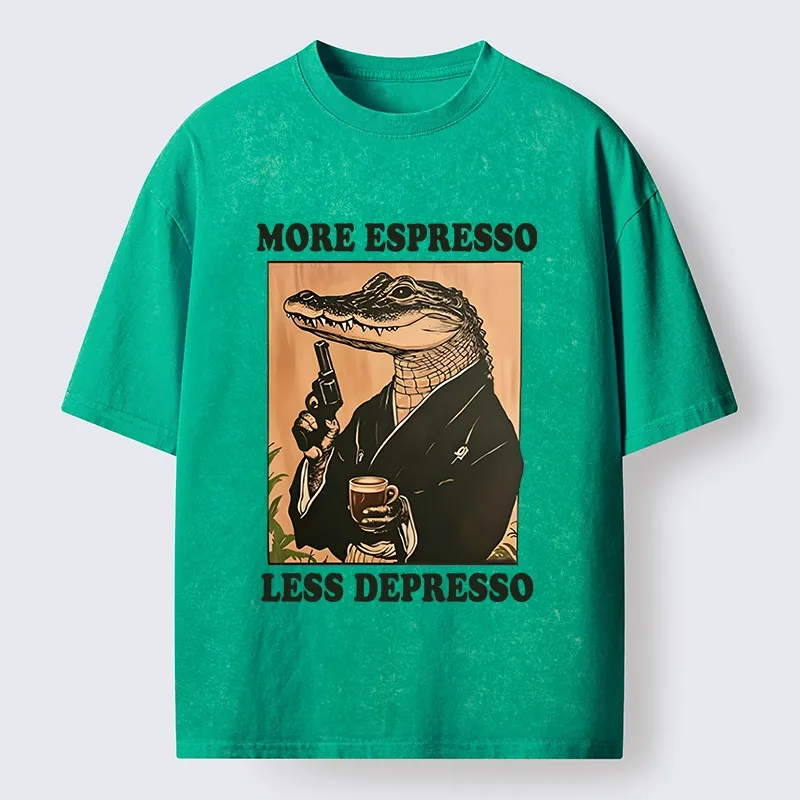 Tokyo-Tiger Coffee Mood Crocodile Washed T-Shirt