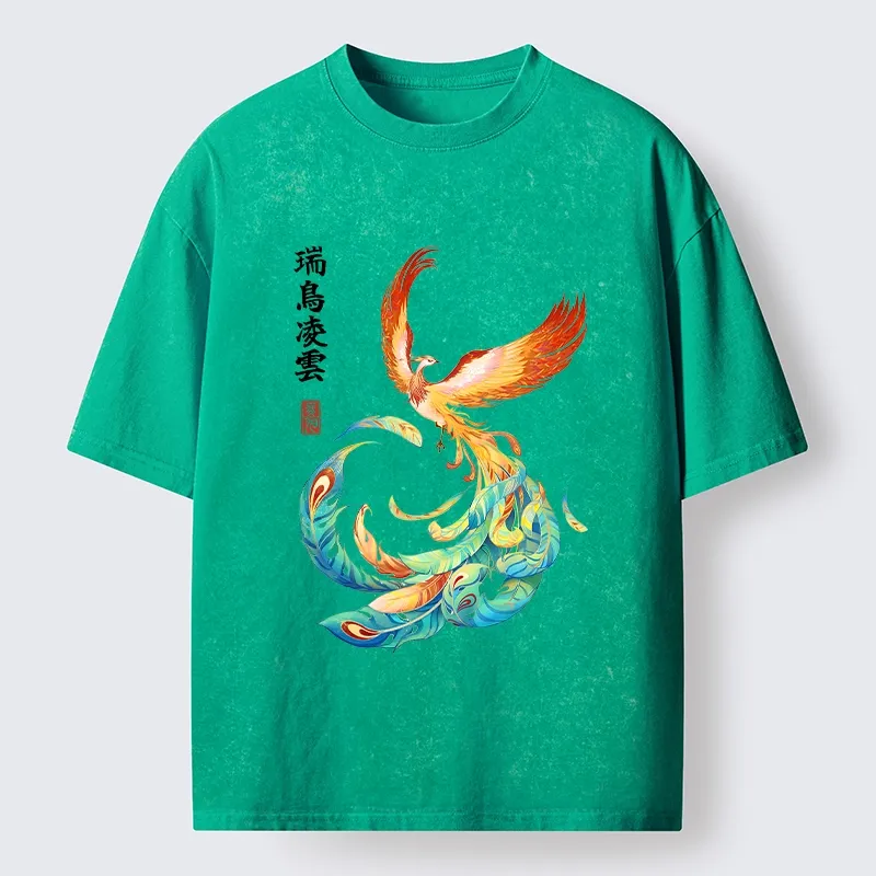 Tokyo‑Tiger Lucky Phoenix Art Washed T‑Shirt