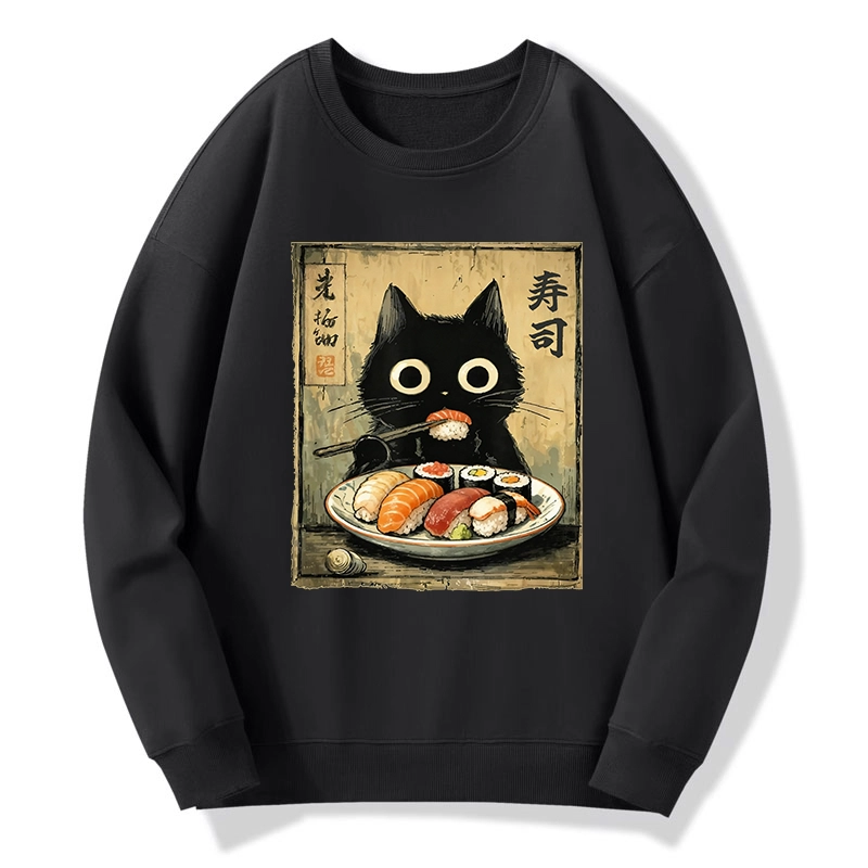 Tokyo-Tiger Vintage Japanese Sushi Cat Classic Sweatshirt