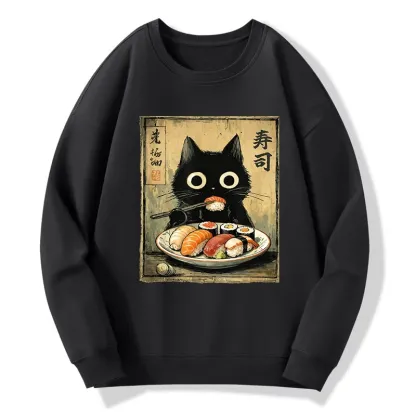 Tokyo-Tiger Vintage Japanese Sushi Cat Classic Sweatshirt