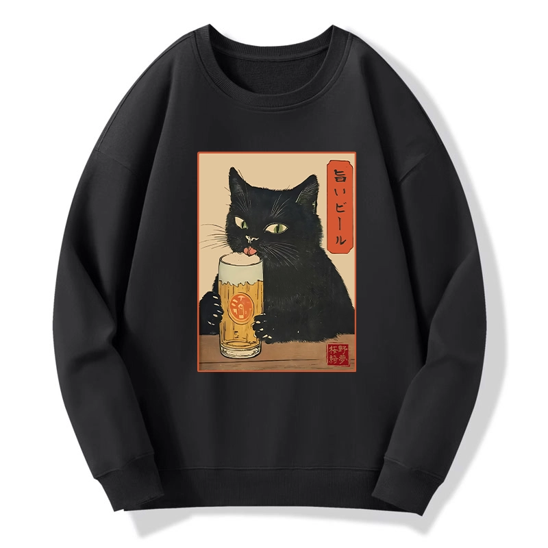 Tokyo-Tiger Cat Holding A Glass Of Beer Classic Sweatshirt