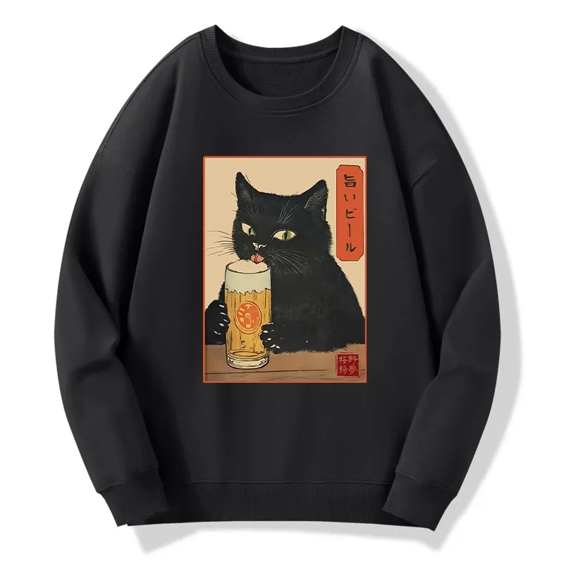 Tokyo-Tiger Cat Holding A Glass Of Beer Classic Sweatshirt